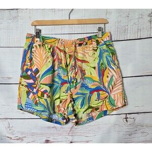 C&C California Womens Shorts Size L Tropical Palm Leaf Print Boho Summer Beach
